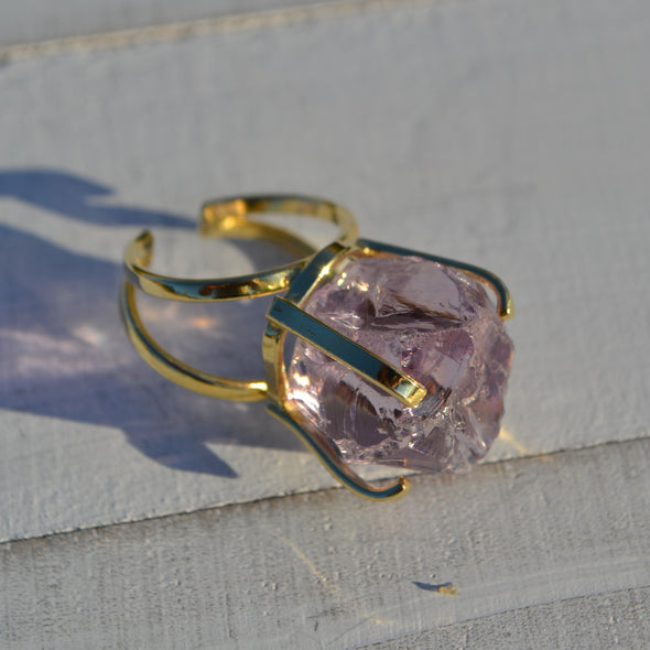 Raw Amethyst Gemstone Ring #1