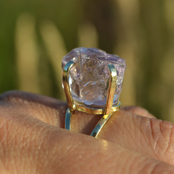 Raw Amethyst Gemstone Ring #1