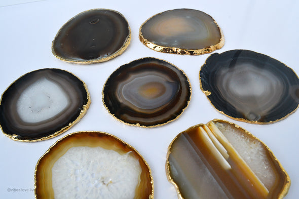 Medium Size Natural honey Earth Tone Agate Coasters