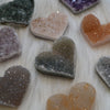 Natural druzy cluster hearts Amethyst agate chalcedony