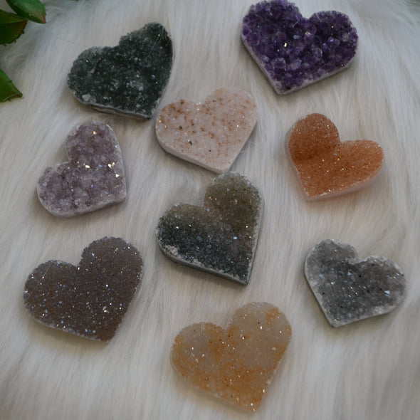 Natural Druzy Cluster Hearts