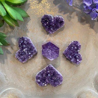 Natural Druzy Cluster Hearts