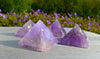 Purple Crystal Amethyst quartz from Brazil in a Pyramid shape 6x6 cms with rainbows