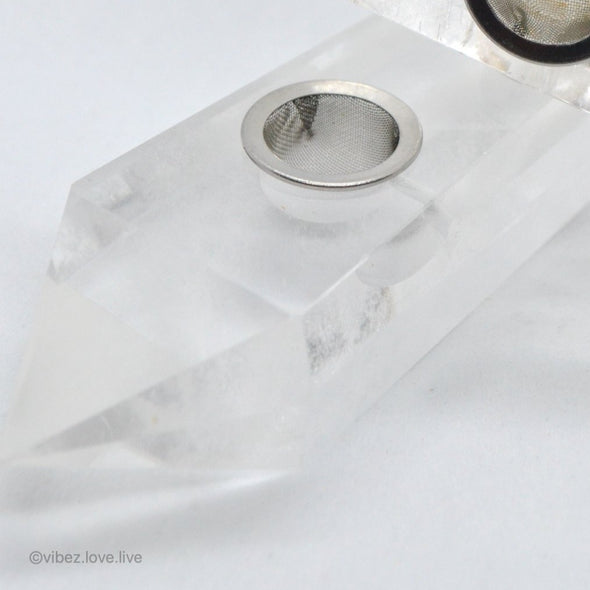 Hand Carved Crystal Smoking Pipes with Metaphysical Properties, Clear Quartz Pipes