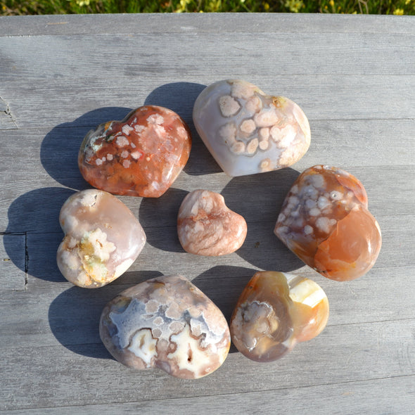 Natural Cherry Blossom Agate Heart