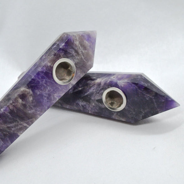 Hand Carved Crystal Smoking Pipes with Metaphysical Properties, Dream Amethyst Quartz Pipes