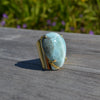 Larimar Ring, Statement Ring, Gemstone Ring, Handmade Ring, Boho Ring, Stone Ring, Designer Ring, Women Ring, Gift For Her, This is a classy fine hand-crafted sturdy Larimar Ring, Larimar Cabochon Flat back Gemstone, Top Quality Designer,  Larimar Gemstone, Jewelry Making Dominican Larimar