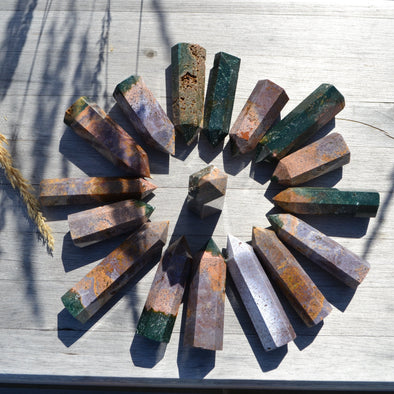 Teal Ocean Jasper  Pastel Pink Ocean Jasper Point  Ocean Jasper Tower  Lavender Ocean Jasper  Healing Heart Chakra  Energizing Crystal