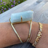 Raw aquamarine bangle bracelet gold quartz healing stones