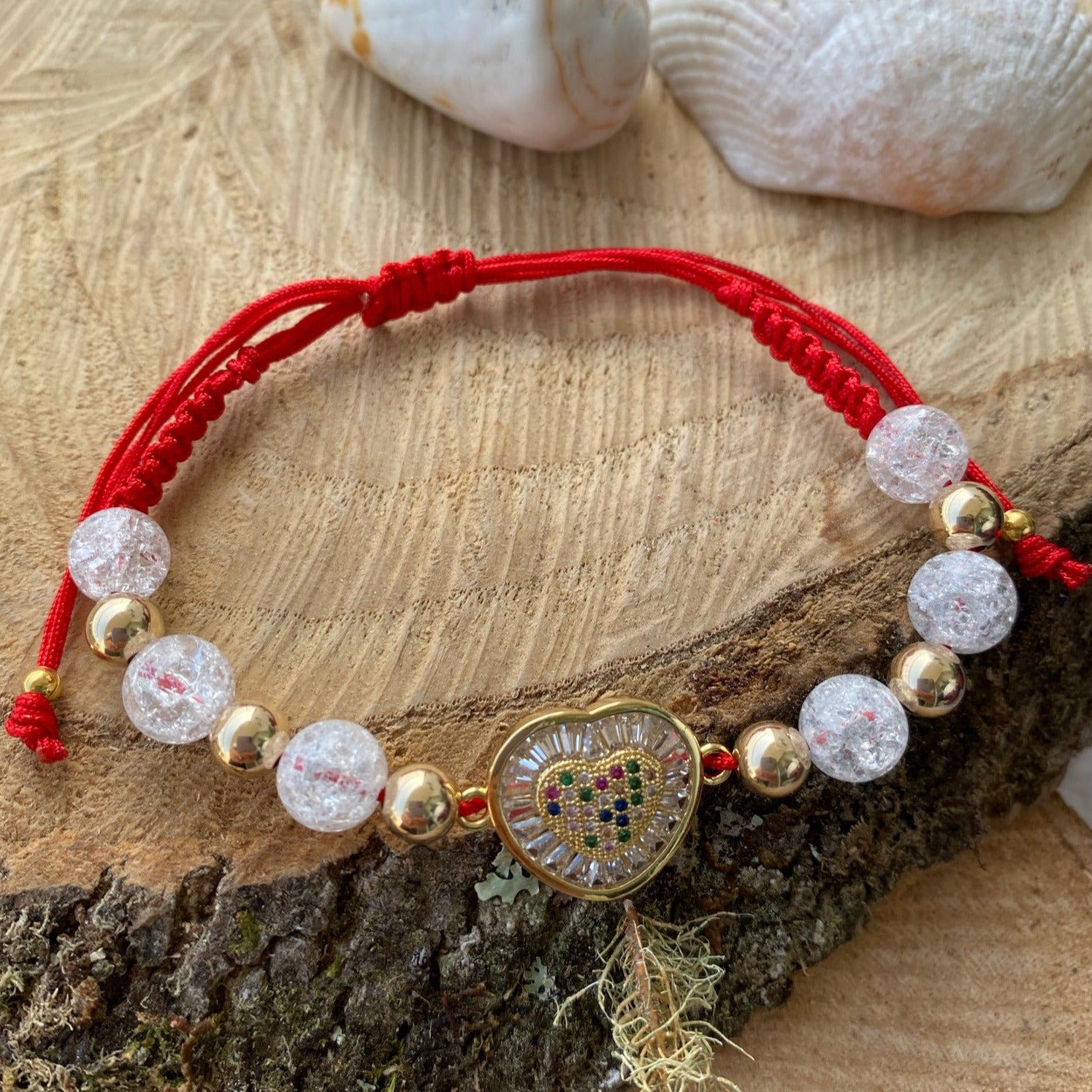 Red gold laminated charms bracelet