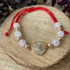 Crackle Crystal  beads with gold laminated beads 18K braided with a red nylon lace.