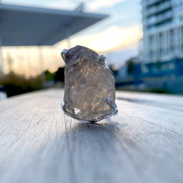 Smokey Quartz Crystal Ring, Rough Quartz Ring, Unique Engagement Ring, Raw Crystal Ring, Rough Stone Ring, Wife Gift, Girlfriend Gift