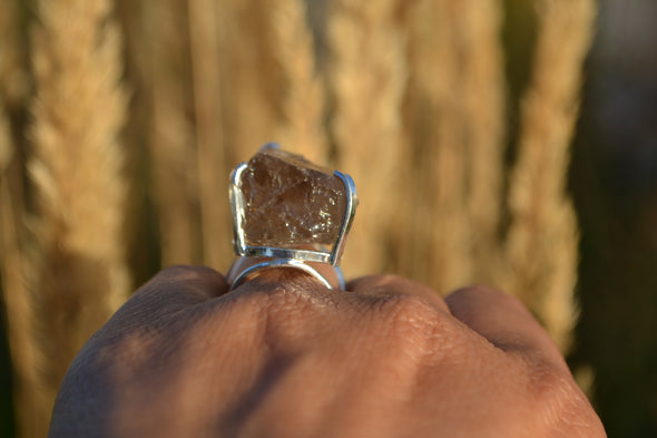 Smoky Quartz Crystal Ring