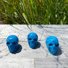 turquoise howlite crystal skulls, blue skulls, carved skulls