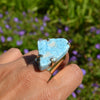 Polished LARIMAR Slab ring - AA Grade Color, dominican larimar ring, larimar, larimar ring, turquoise ring 
